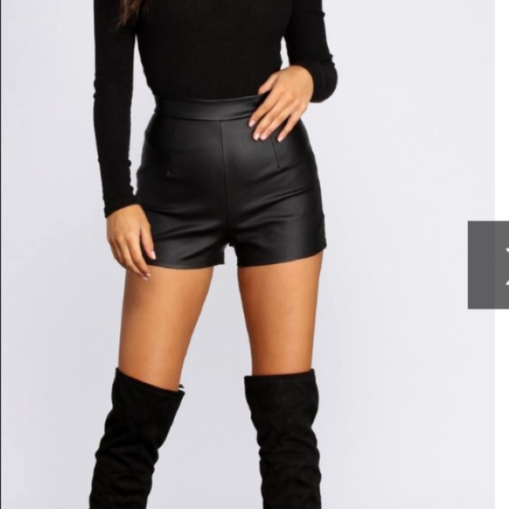 Faux leather shorts